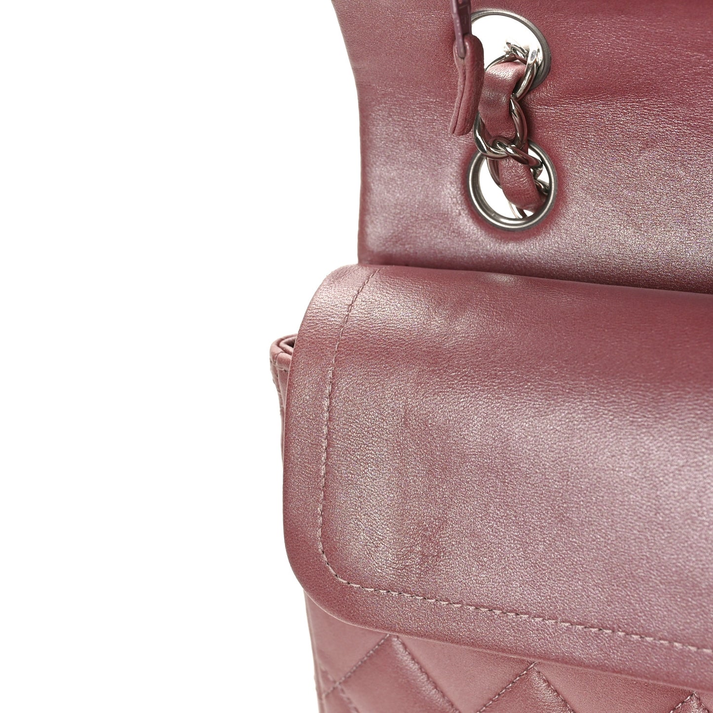 Metallic Lambskin Quilted Small Double Flap Pink