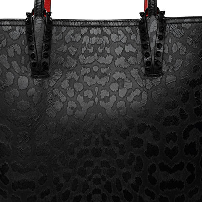 Christian Louboutin Patent Calfskin Leopard Print Spikes East West Cabata Tote Black 8 of 10