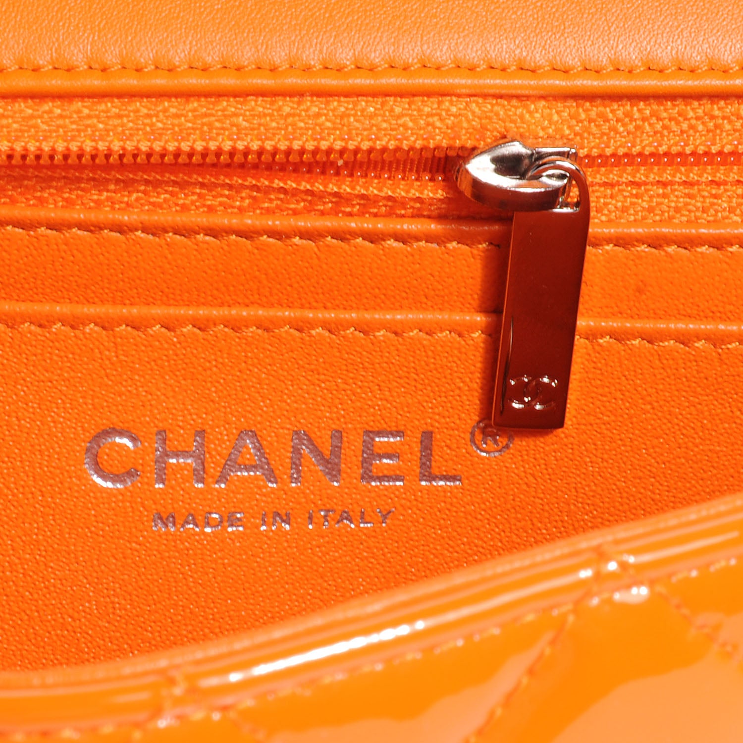Chanel Patent Quilted Mini Flap Orange 8 of 9