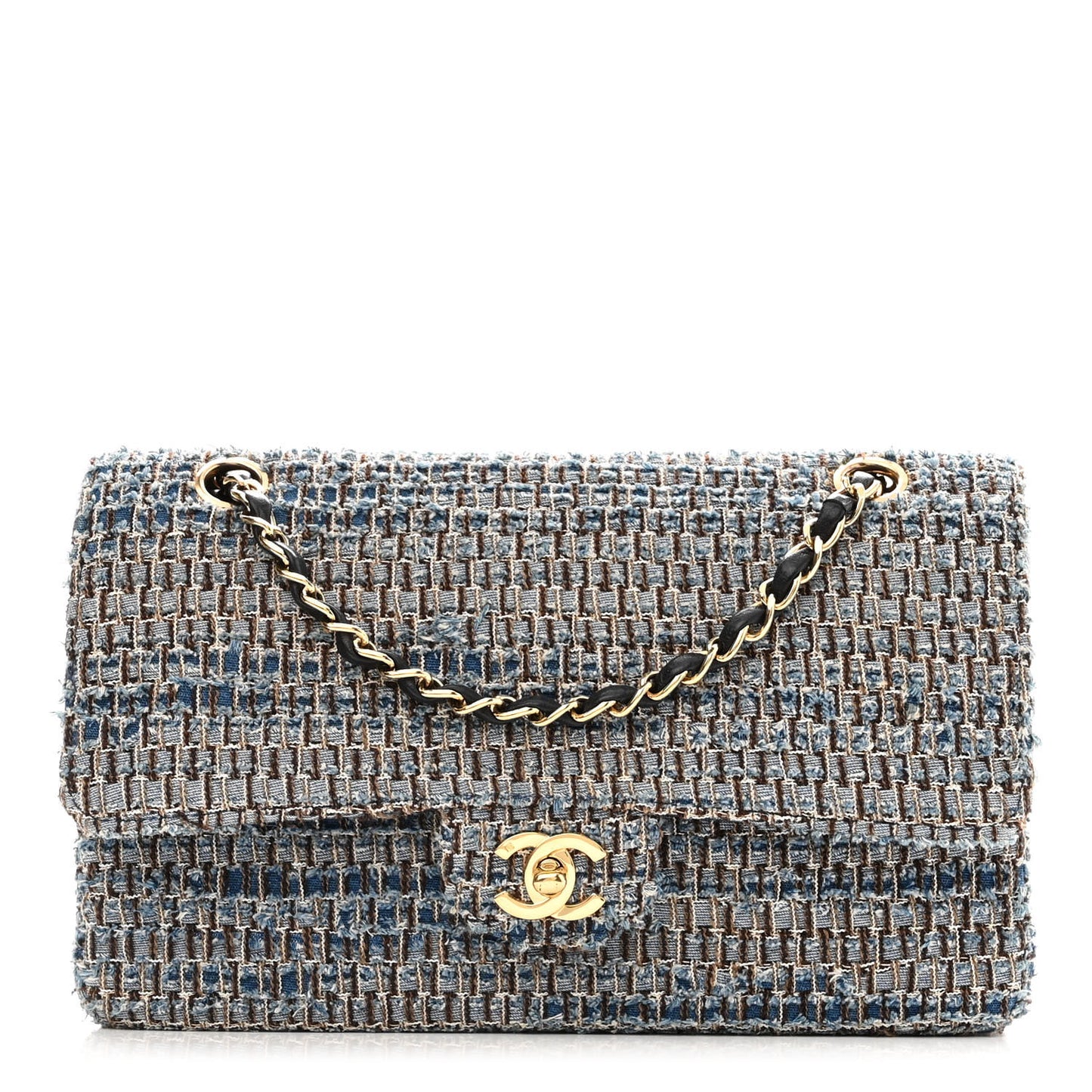 Tweed Medium Double Flap Blue Multicolor