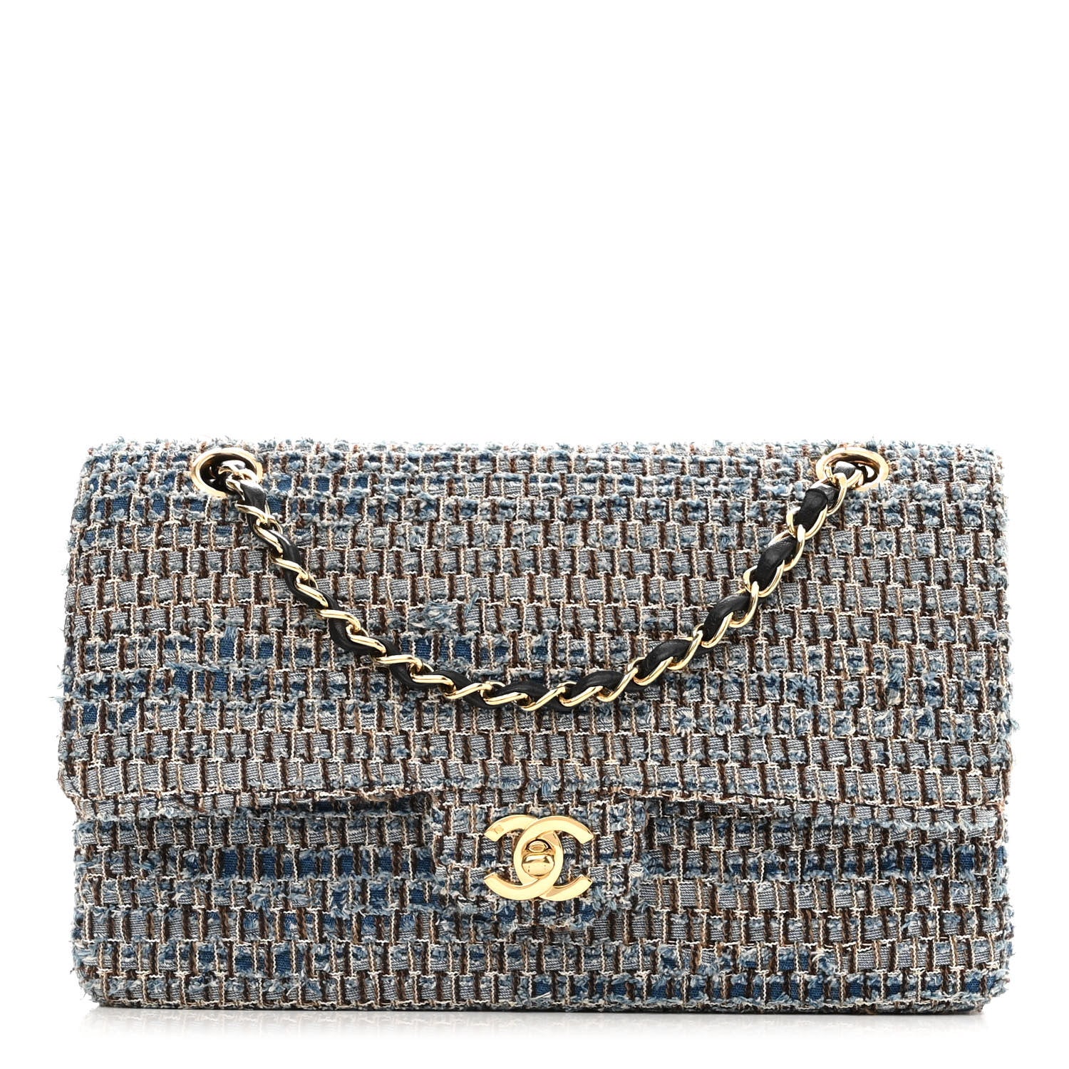 Chanel Tweed Medium Double Flap Blue Multicolor 1 of 16