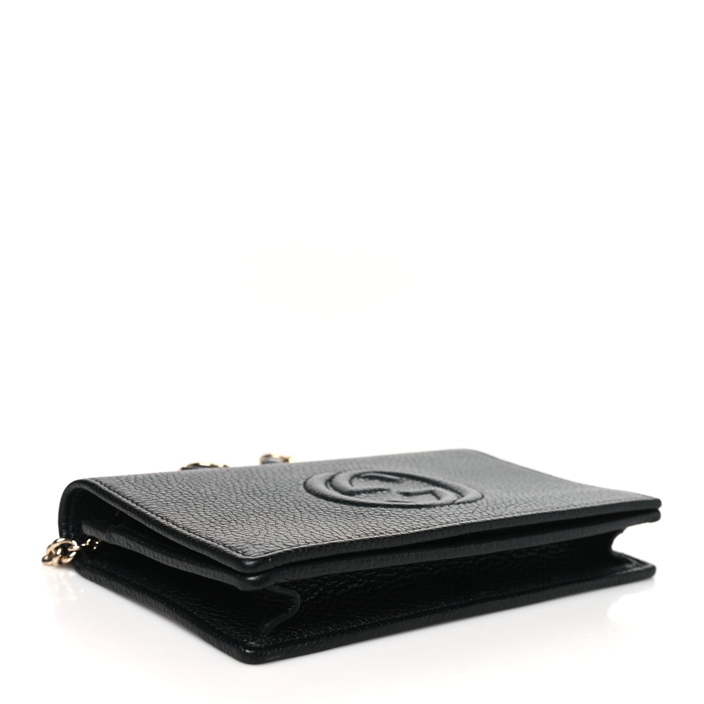 Pebbled Calfskin Soho Wallet On Chain Black