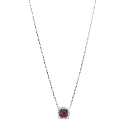 David Yurman Sterling Silver Diamond Rhodolite 7mm Chatelaine Pave Bezel Pendant Necklace 1 of 7