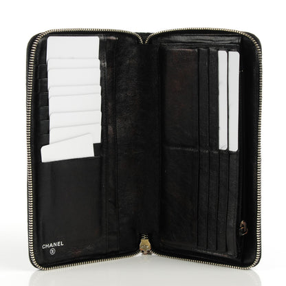 Chanel Glazed Calfskin Quilted Large Zip Around Organizer Wallet Black 7 of 11