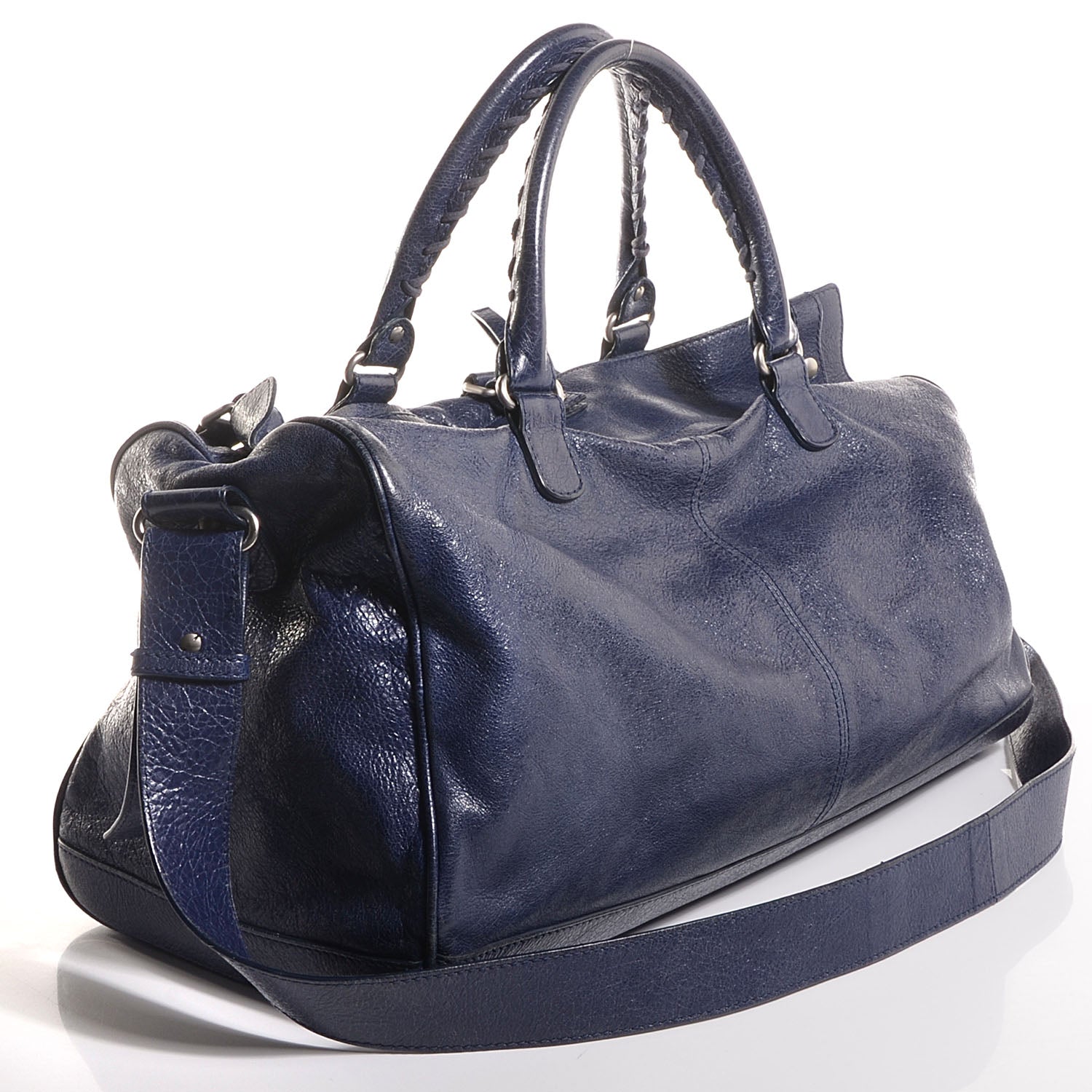 Balenciaga Agneau Classic Hardware Small Squash Duffel Bag Bleu Nuit 3 of 10