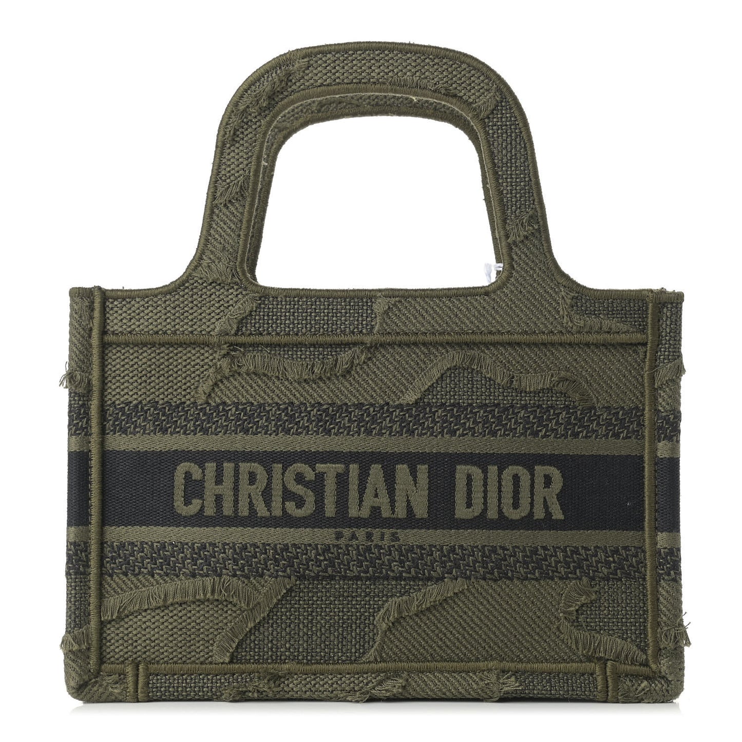 Canvas Embroidered Camouflage Mini Book Tote Green
