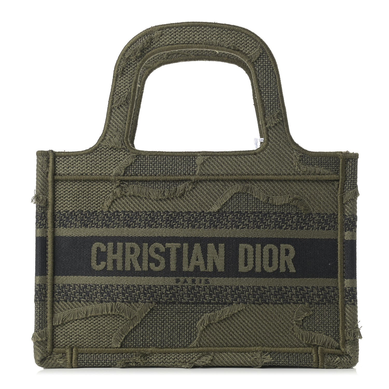 Christian Dior Canvas Embroidered Camouflage Mini Book Tote Green 1 of 11