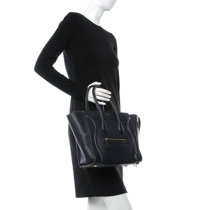 Celine Drummed Calfskin Micro Luggage Black 2 of 31