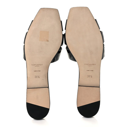 Saint Laurent Patent Tribute 05 Slide Sandals 38.5 Black 5 of 7