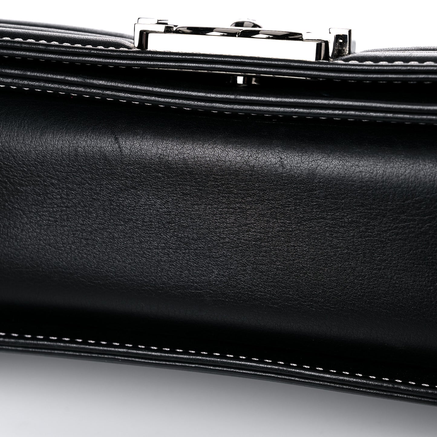 Metallic Goatskin Calfskin Medium Boy Flap Silver Black
