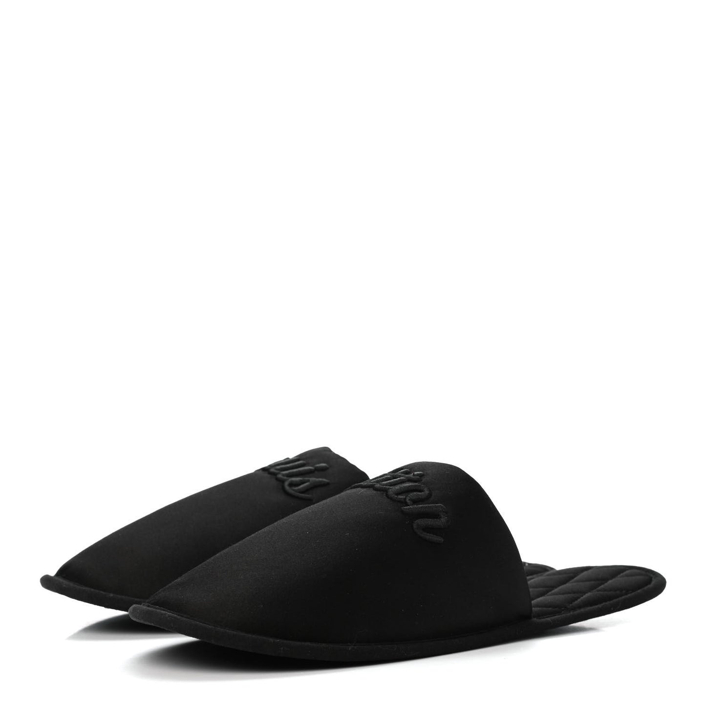 Satin LV Suite Flat Mule Black 36-37