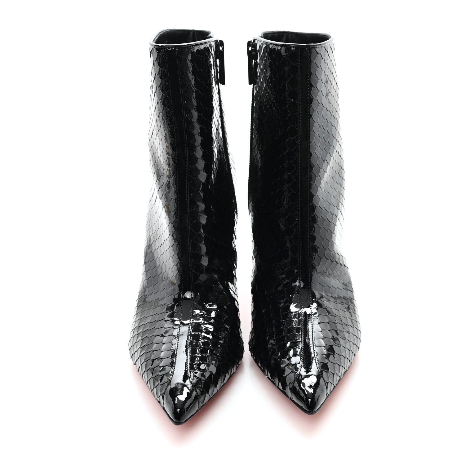 Christian Louboutin Patent Calfskin Snakeskin Embossed So Kate Booty 85 Ankle Boots 37.5 Black 3 of 8