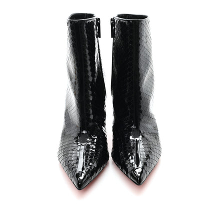 Christian Louboutin Patent Calfskin Snakeskin Embossed So Kate Booty 85 Ankle Boots 37.5 Black 3 of 8