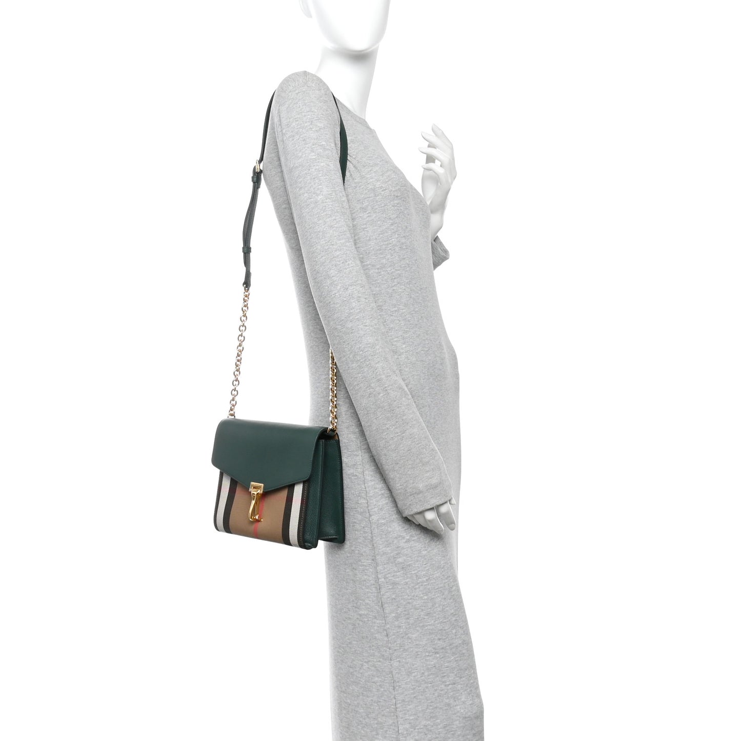 Derby Calfskin House Check Small Macken Crossbody Bag Vintage Green