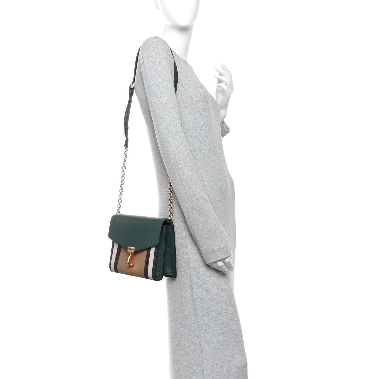 Burberry Derby Calfskin House Check Small Macken Crossbody Bag Vintage Green 2 of 10