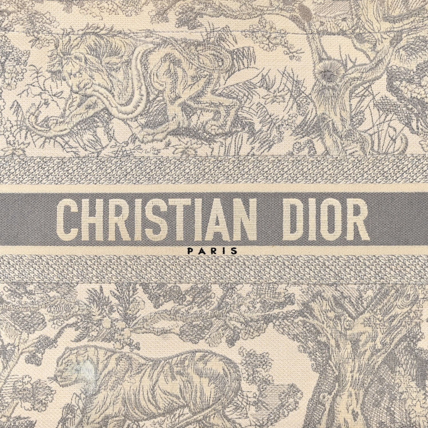Christian Dior Canvas Embroidered Large Dioriviera Toile De Jouy Book Tote Gray 9 of 22
