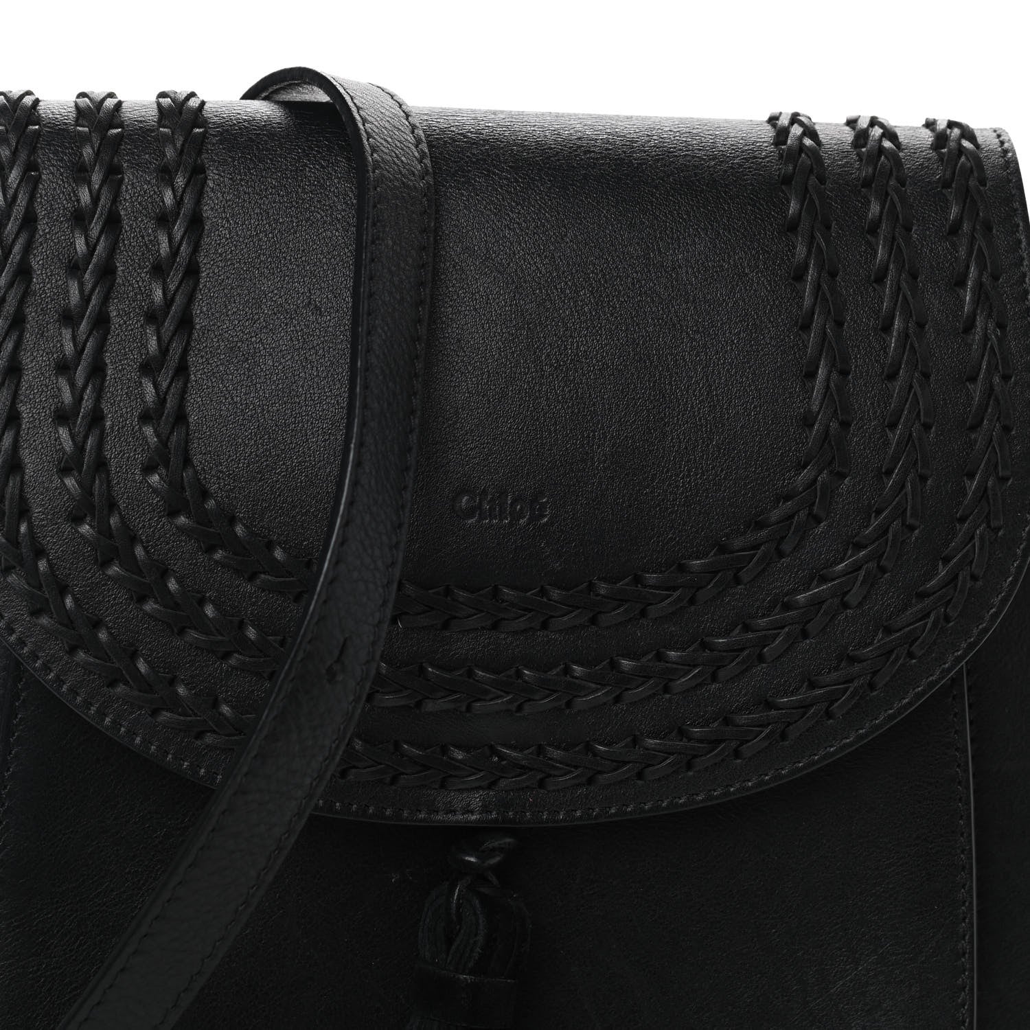 Chloe Calfskin Braided Small Hudson Shoulder Bag Black 9 of 9