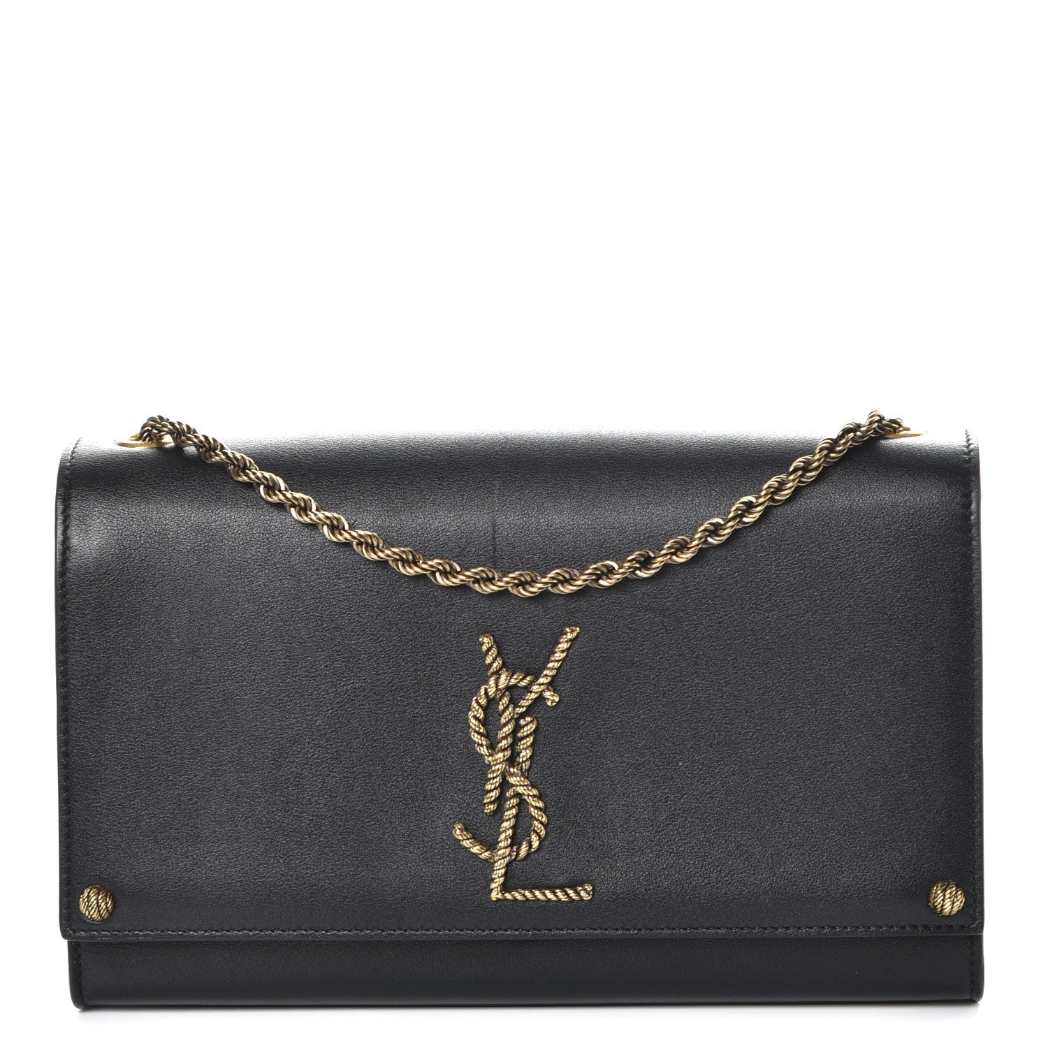 Saint Laurent Smooth Calfskin Medium Braided Monogram Kate Satchel Black 1 of 8