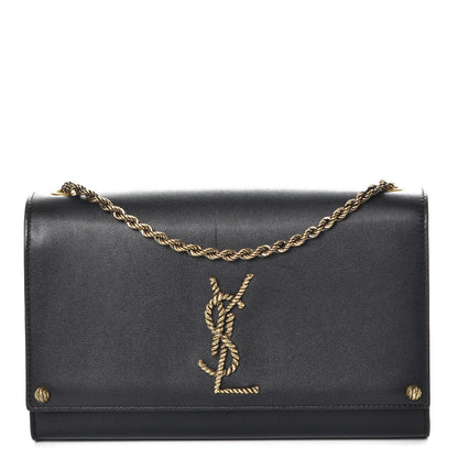 Saint Laurent Smooth Calfskin Medium Braided Monogram Kate Satchel Black 1 of 8