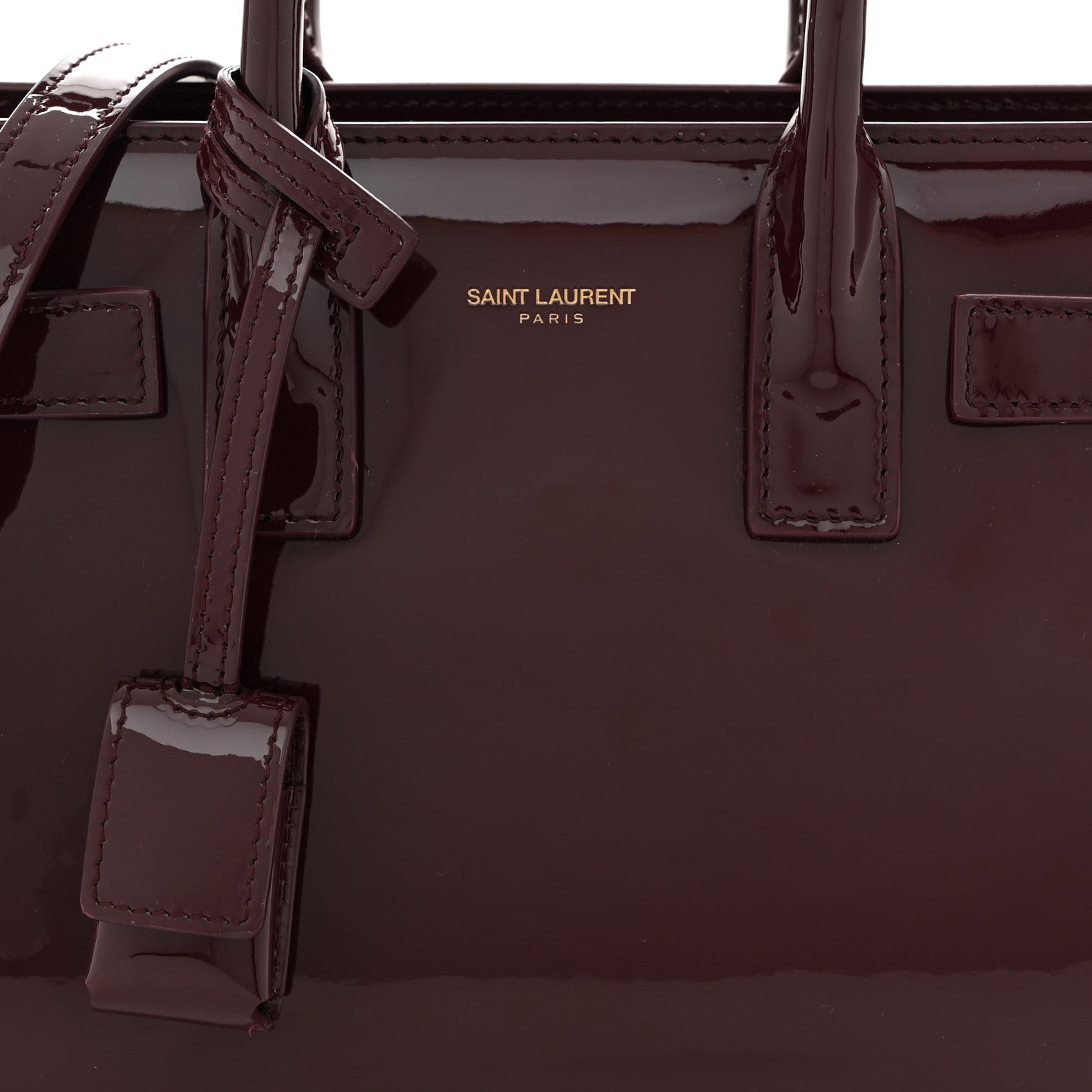 Saint Laurent Patent Nano Sac de Jour Dark Red Wine 7 of 9