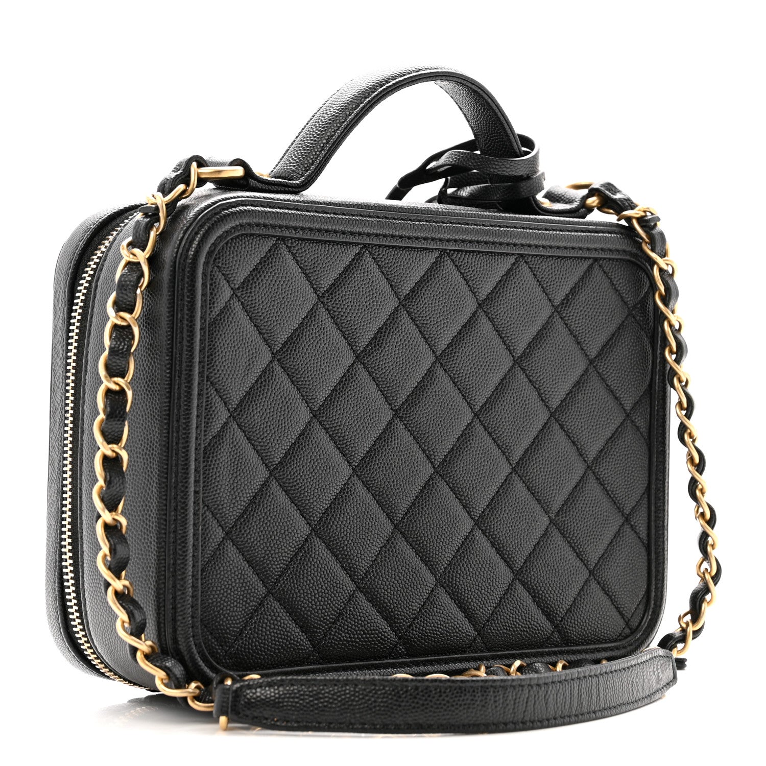 Chanel Caviar Quilted Medium CC Filigree Vanity Case Black 3 of 14