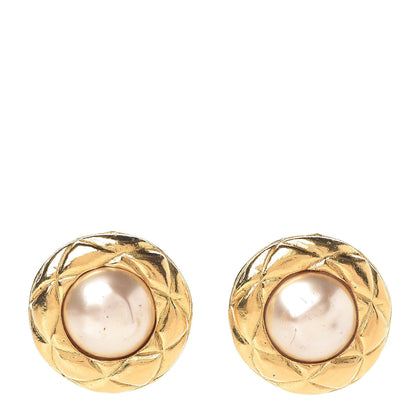 Chanel Pearl Clip On Earrings Gold 1 of 7