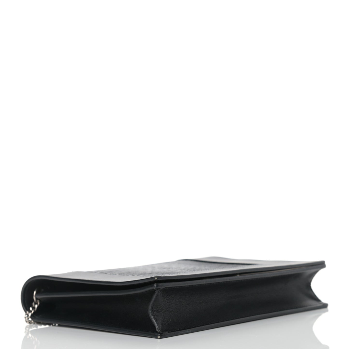 Lizard Smooth Lambskin Frame Evening Chain Clutch Black