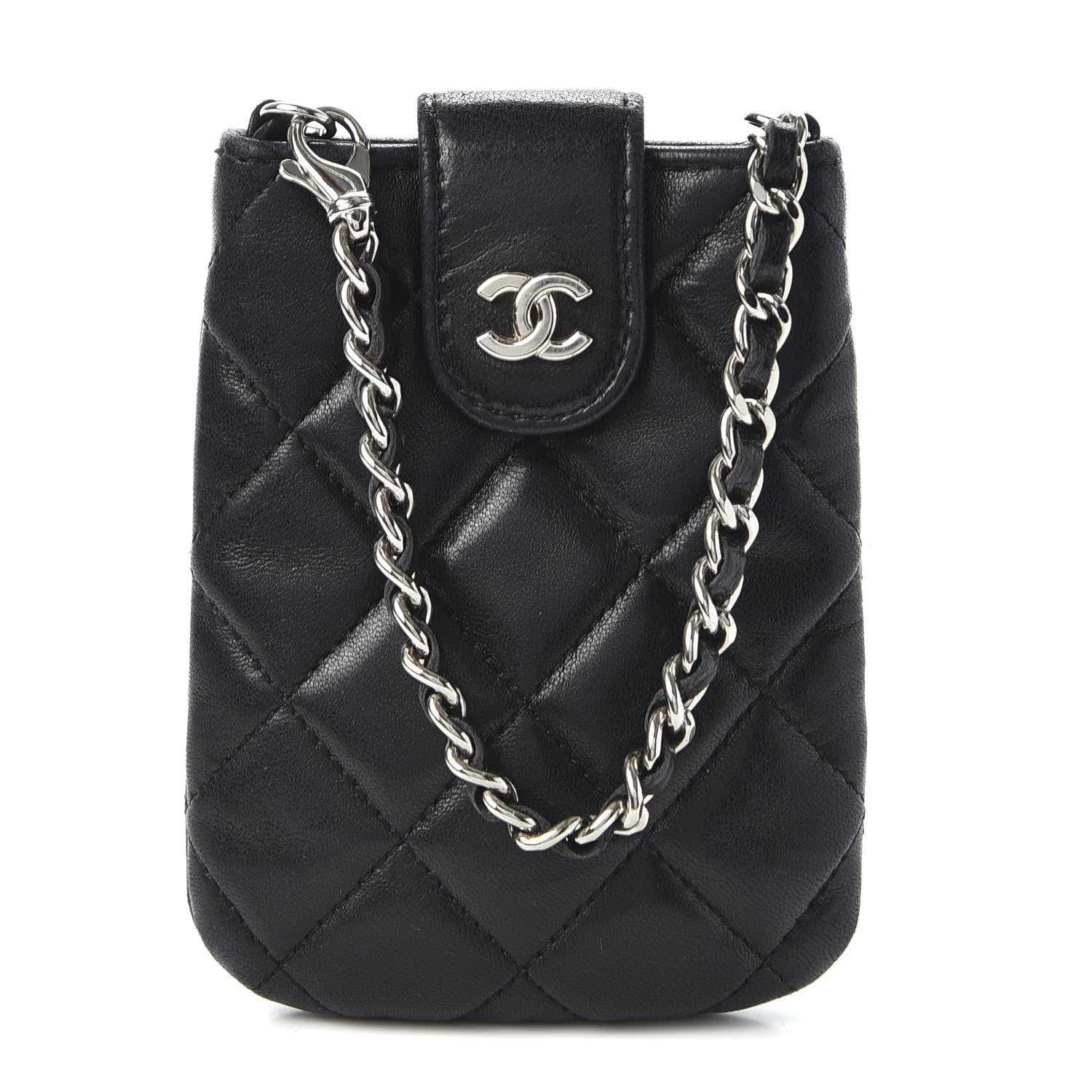 Chanel Lambskin Quilted Phone Case Black 1 of 7