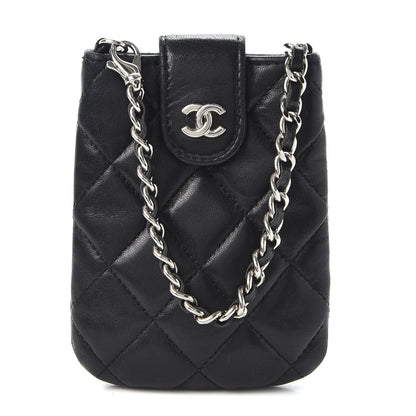 Chanel Lambskin Quilted Phone Case Black 1 of 7