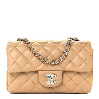Chanel Lambskin Quilted Mini Rectangular Flap Beige 1 of 12