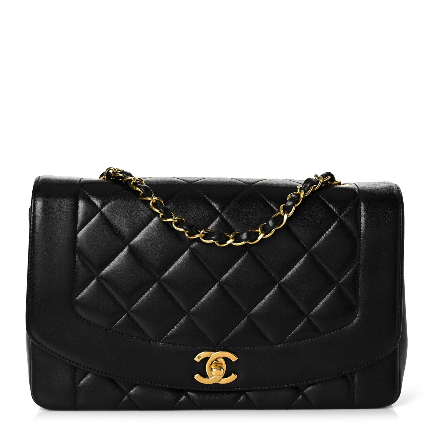 Lambskin Quilted Medium Single Flap Black