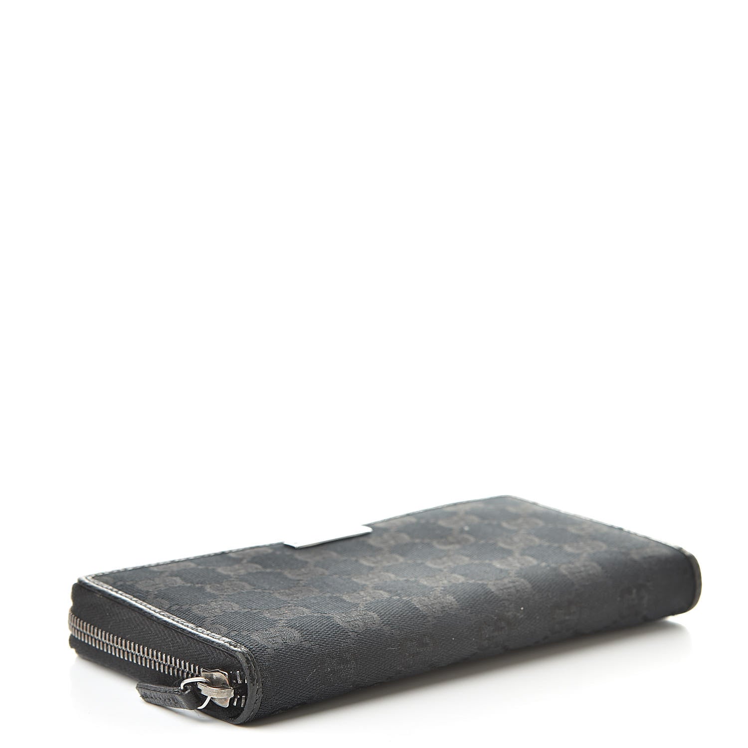 Gucci Monogram Metal Bar Zip Around Wallet Black 4 of 13