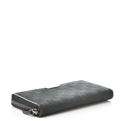 Gucci Monogram Metal Bar Zip Around Wallet Black 4 of 13