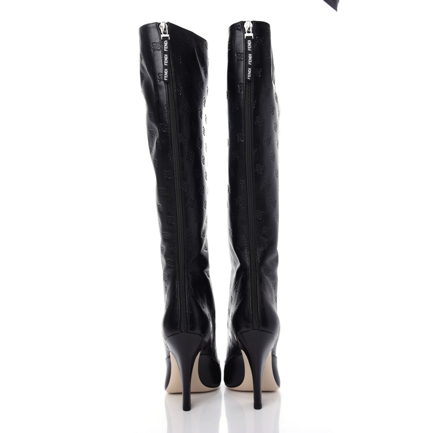 Vitello Karligraphy Embossed FFreedom Knee High Boots 39 Black