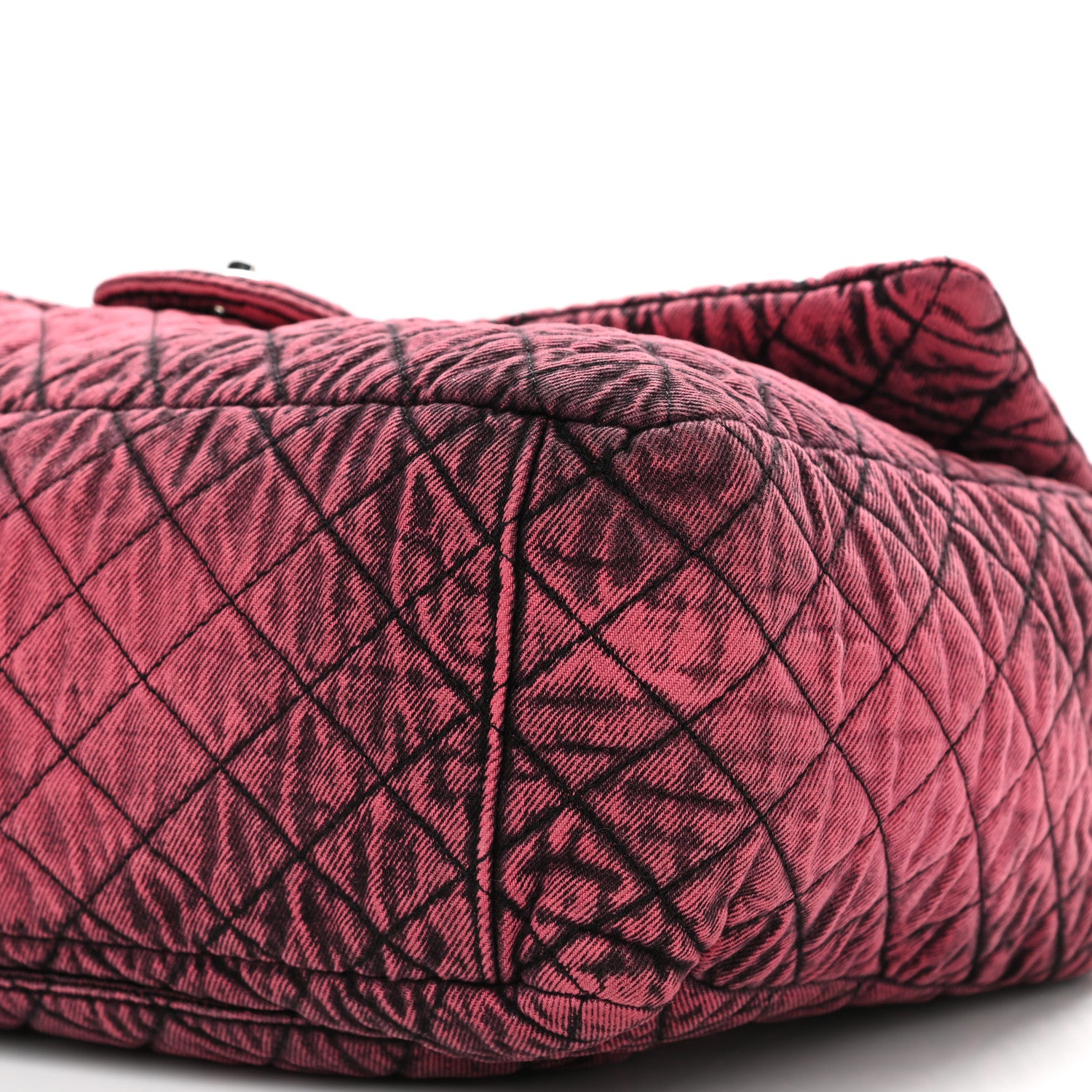 Chanel Denim Quilted Denimpression XXL Flap Red Black 10 of 10