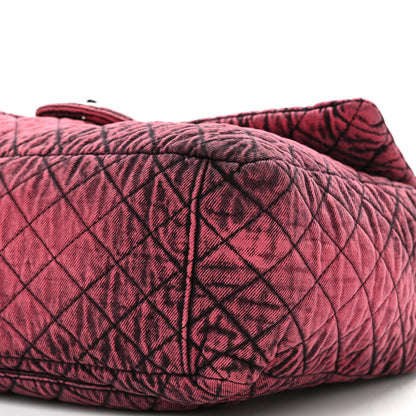 Chanel Denim Quilted Denimpression XXL Flap Red Black 10 of 10