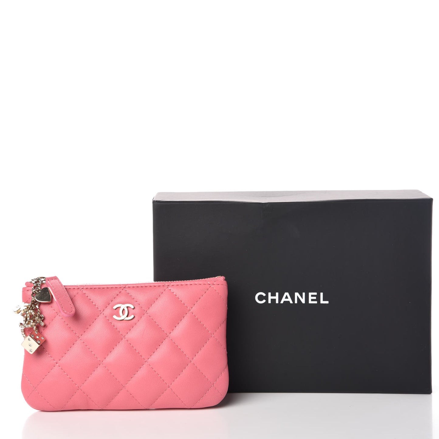 Lambskin Quilted Small Casino Cosmetic Case Pink