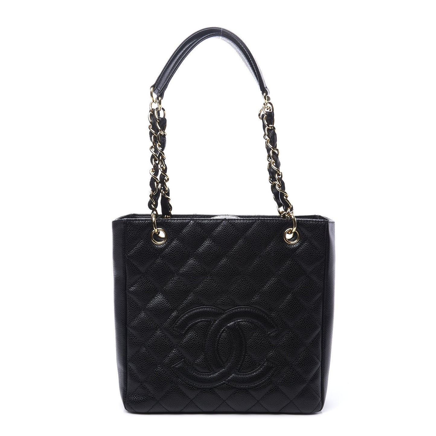Caviar Quilted Petit Shopping Tote PST Black
