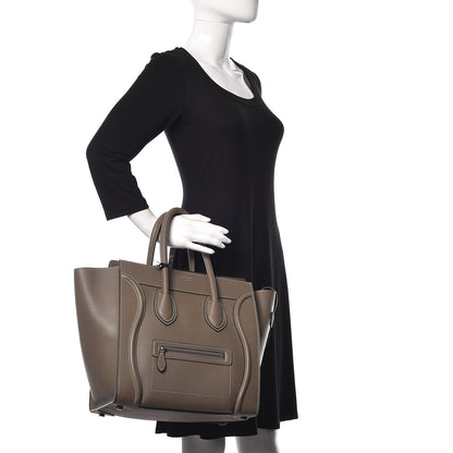 Celine Drummed Calfskin Mini Luggage Souris 2 of 11