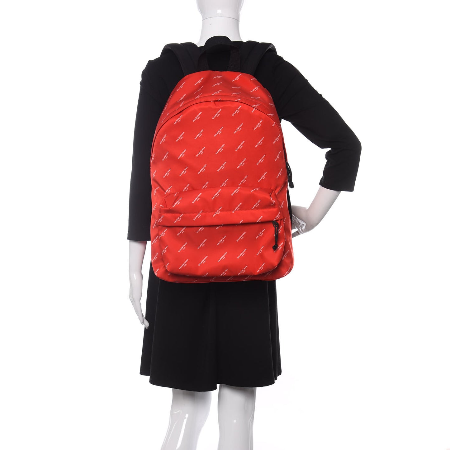 Twill Nylon Allover Logo Print Explorer Backpack Rouge Vermillion White