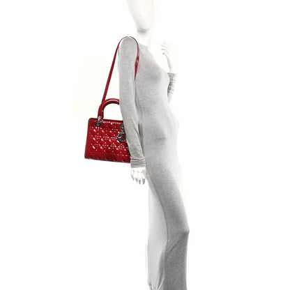 Christian Dior Patent Cannage Medium Lady Dior Burgundy Red 2 of 10