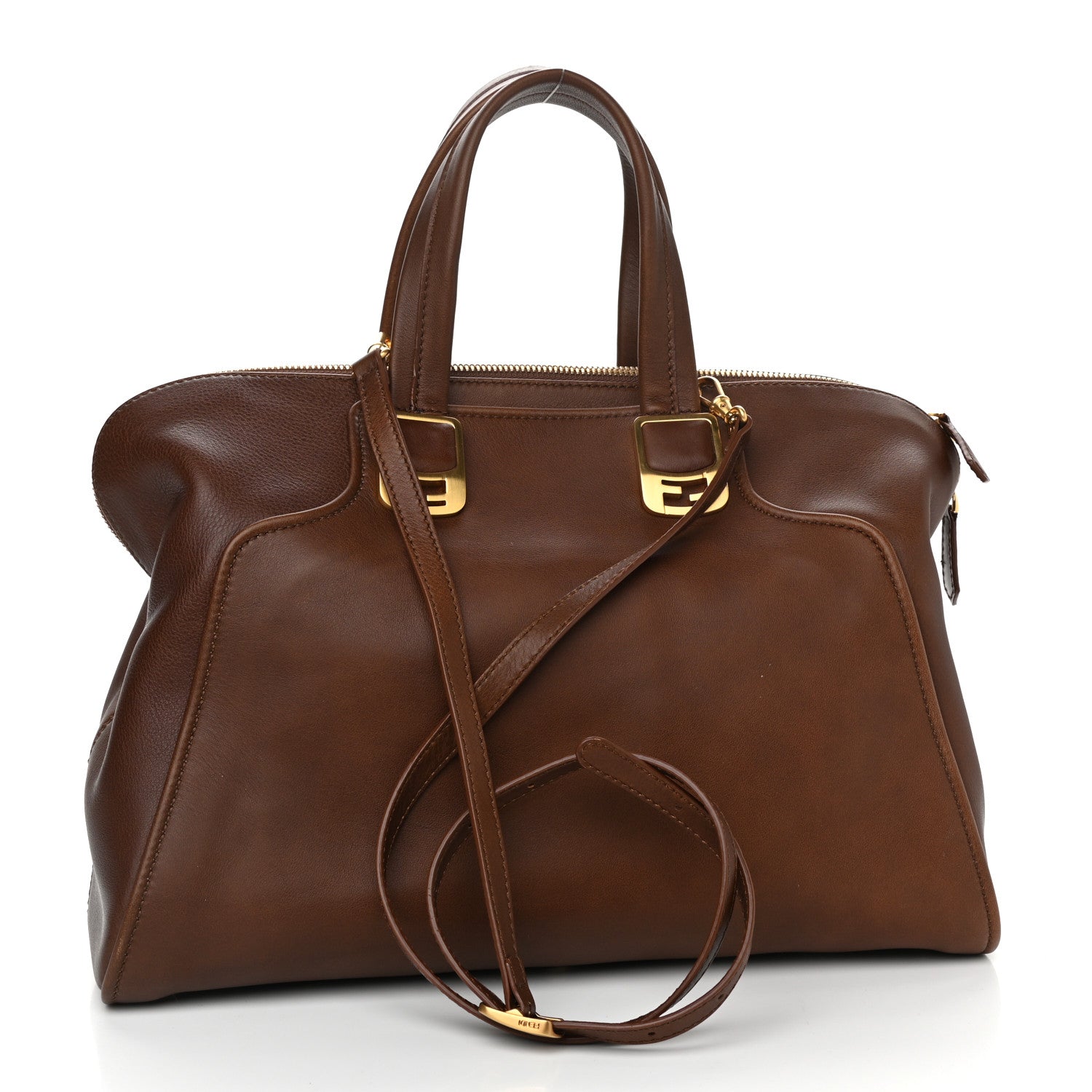 Fendi Vitello Dolce Marmol Large Chameleon Tote Brown 3 of 11