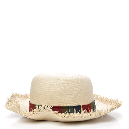 Gucci Raffia Ribbon Striped Panama Hat 59 Natural 3 of 7