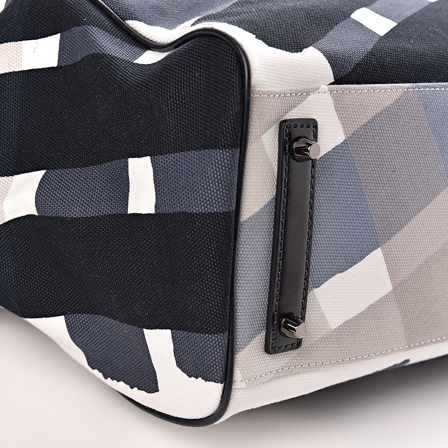 Canvas Check Print Tote Blue