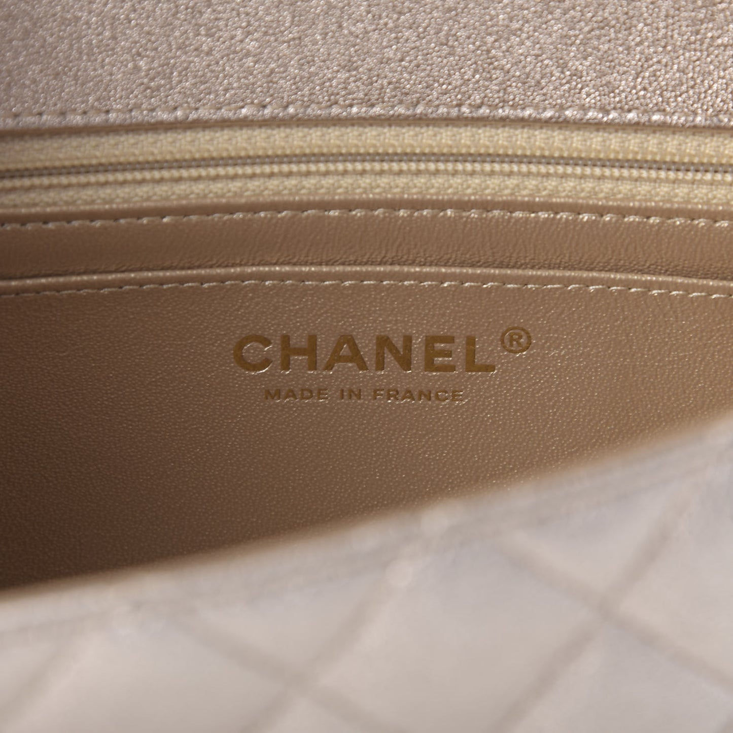 Metallic Lambskin Quilted Mini Rectangular Flap Gold