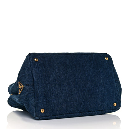 Prada Denim Logo Tote Bleu 3 of 8