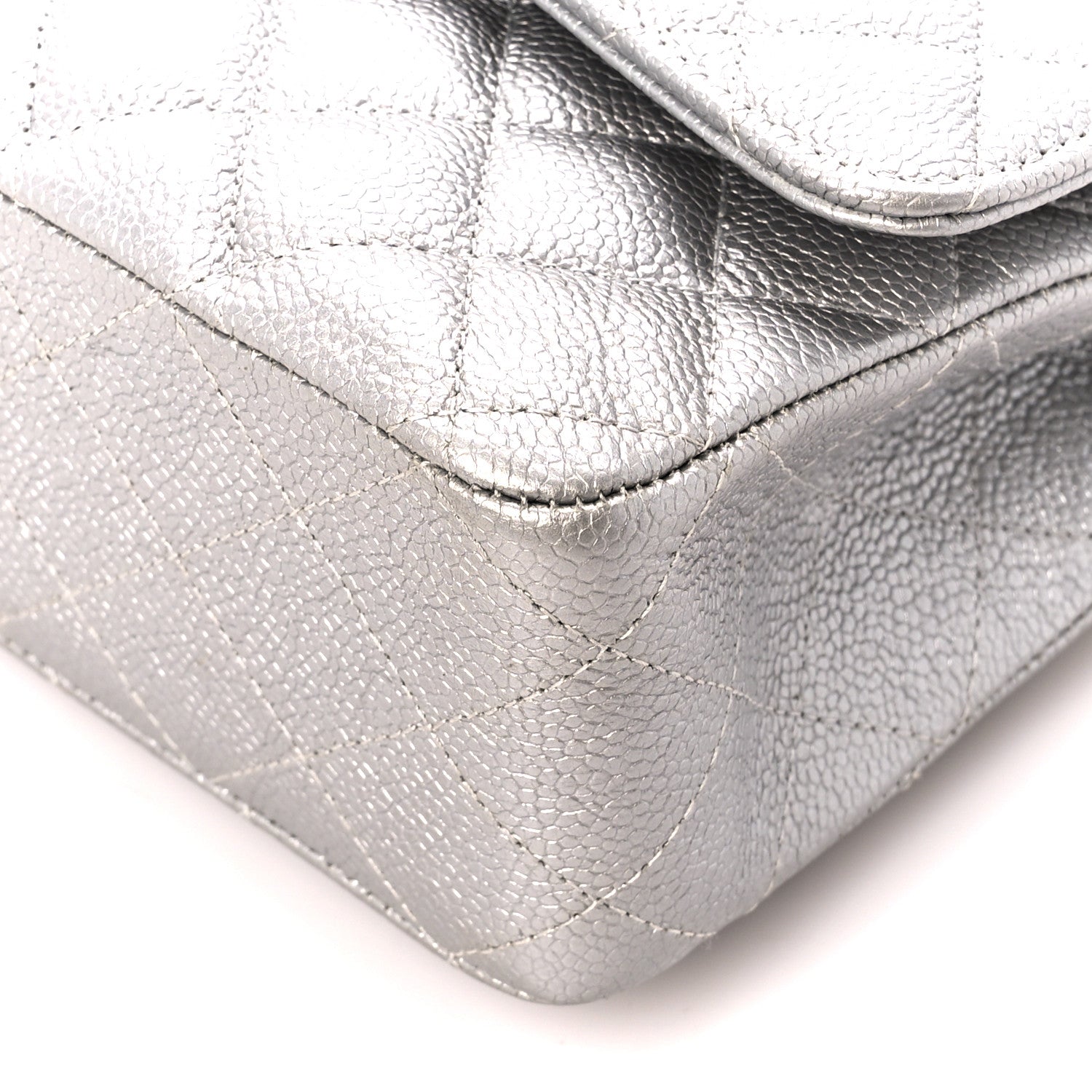Chanel Metallic Caviar Quilted Medium Double Flap Silver 11 of 11