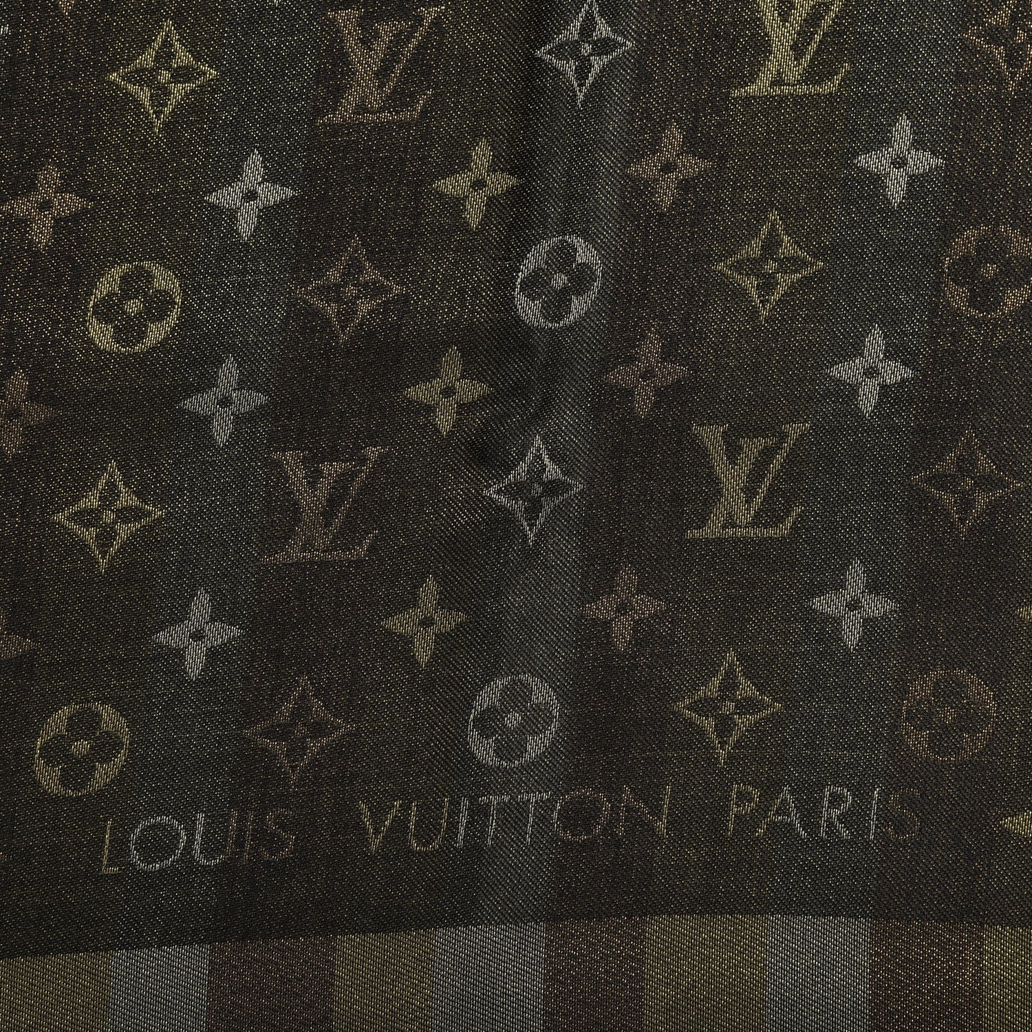 Louis Vuitton Silk Lurex Wool So Shine Monogram Shawl Black 2 of 3