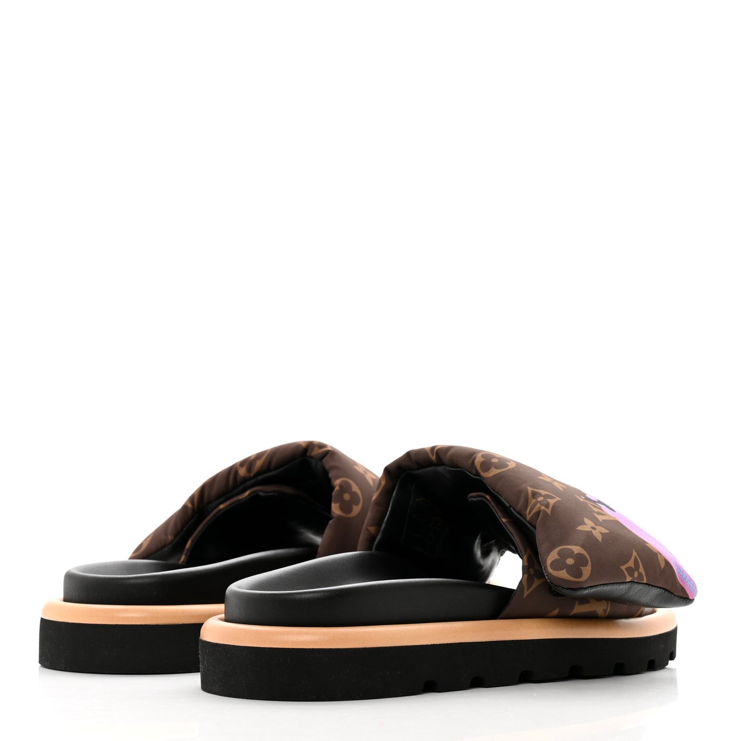 LV X YK Nylon Monogram Pumpkins Pool Pillow Comfort Mule 37 Multicolor