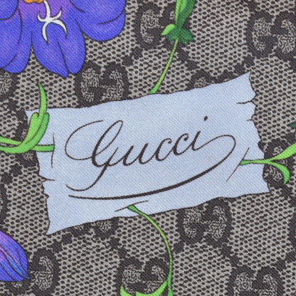Gucci Silk Twill GG Monogram Flora Fluo GG Square Scarf Beige Yellow 5 of 5